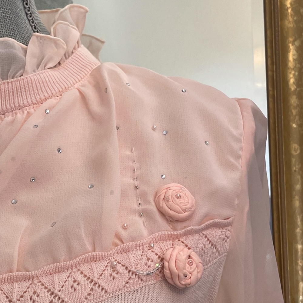 Ballerina pink/peach chiffon & cotton blend knit l/s top - Picture 8 of 16